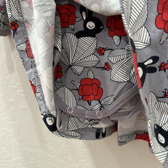 Paapii Grey Bunnies & Red Floral Long Sleeve Dress - Picture 7 of 7